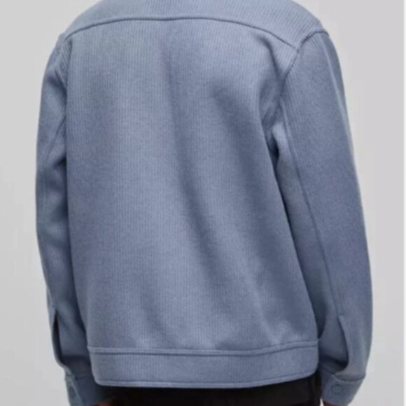 Mode of One Mens Long Sleeve Knit Trucker Jacket Blue Asphalt Size S - Picture 3 of 7